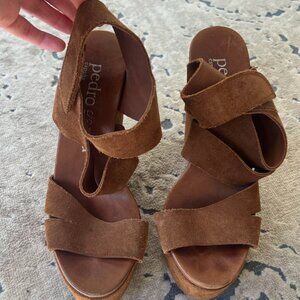 Pedro Garcia Brown Suede Platform Sandals
